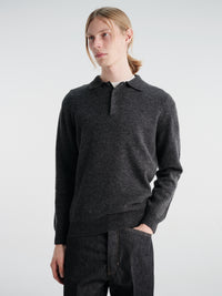 Beams Plus - Knit Polo Shirt in Charcoal