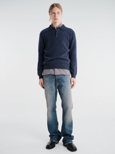 Beams Plus - Knit Polo 9G in Navy