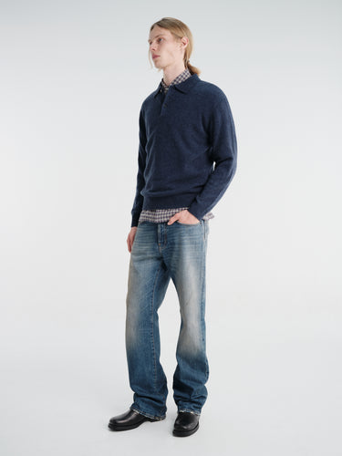 Beams Plus - Knit Polo 9G in Navy