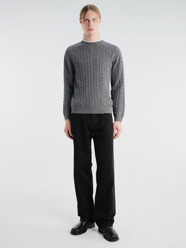 Beams Plus - Crew Cable 5G Knitwear in Grey