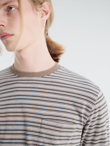 Beams Plus - Pocket Tee Multi Stripe in Brown