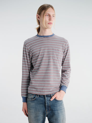 Beams Plus - Pocket Tee Multi Stripe② in Blue