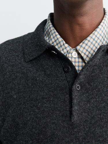 Beams Plus - Knit Polo Shirt in Charcoal