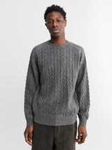 Beams Plus - Crew Cable 5G Knitwear in Grey