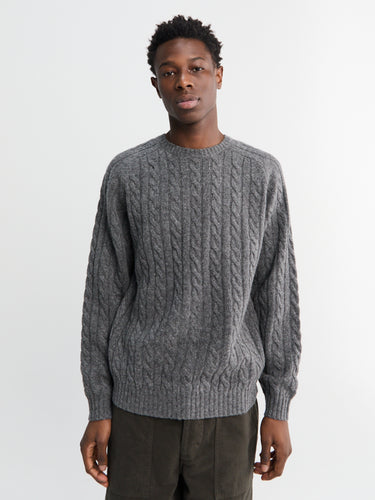 Beams Plus - Crew Cable 5G Knitwear in Grey