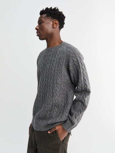 Beams Plus - Crew Cable 5G Knitwear in Grey