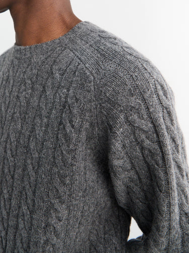 Beams Plus - Crew Cable 5G Knitwear in Grey