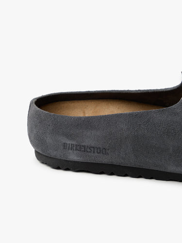 Birkenstock - Amsterdam Wrapped Suede Leather Narrow Shoes in Charcoal