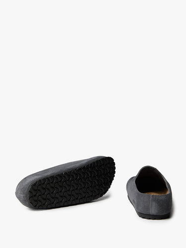 Birkenstock - Amsterdam Wrapped Suede Leather Narrow Shoes in Charcoal