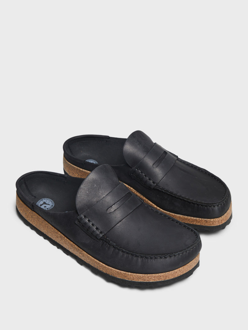 Naples Oiled Leather Shoes in Black