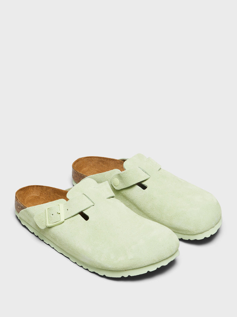 Boston Suede Sandals in Faded Lime