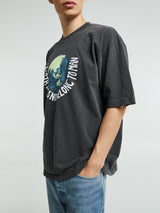 Cactus Store - Earth Does Not Belong To Man T-Shirt in Washed Black