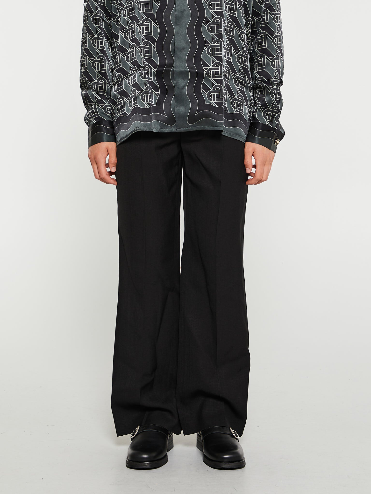 Casablanca - Straight Leg Trousers With Side Adjusters in Black