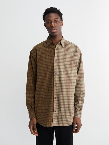 Comme des Garçons Homme - Double Check Shirt in Khaki and Brown