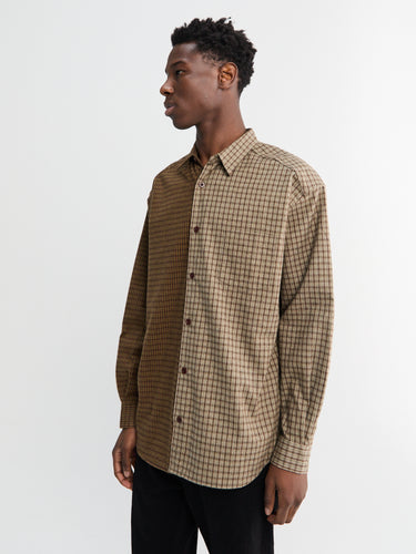 Comme des Garçons Homme - Double Check Shirt in Khaki and Brown