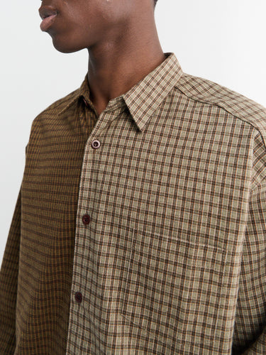Comme des Garçons Homme - Double Check Shirt in Khaki and Brown