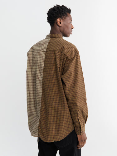 Comme des Garçons Homme - Double Check Shirt in Khaki and Brown