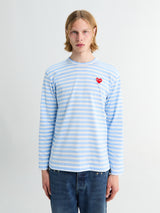 Comme des Garçons PLAY - U T-Shirt Red Emblem Knit in Blue