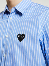 Comme des Garçons PLAY - Woven Shirt with Black Emblem in Stripe