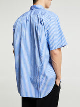 Comme des Garçons PLAY - Woven Shirt with Black Emblem in Stripe