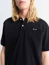 Comme des Garçons PLAY - Polo Shirt with Black Emblem in Black