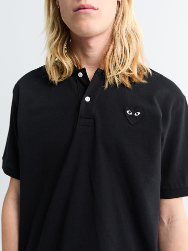 Comme des Garçons PLAY - Polo Shirt with Black Emblem in Black