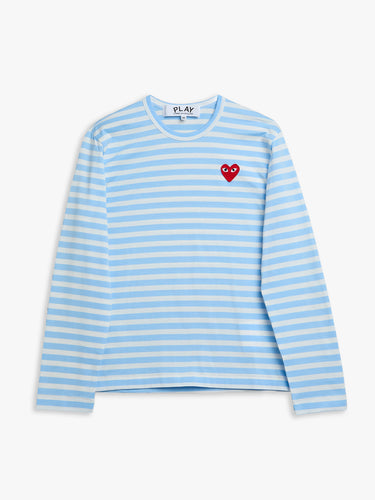 Comme des Garçons PLAY - U T-Shirt Red Emblem Knit in Blue