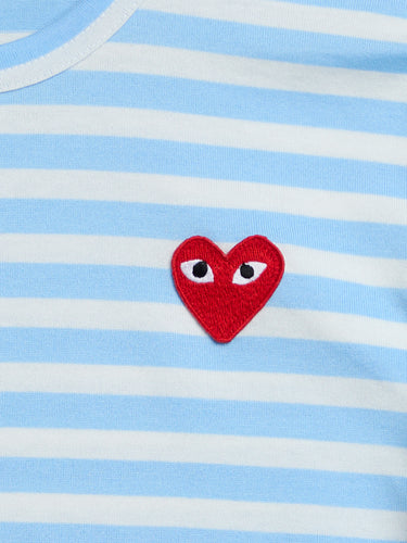 Comme des Garçons PLAY - U T-Shirt Red Emblem Knit in Blue