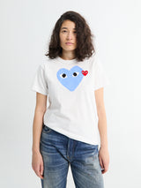Comme des Garçons PLAY - U T-Shirt Red Emblem in Blue