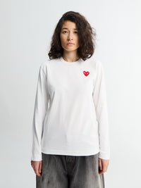 Comme des Garçons PLAY - Red Heart Longsleeved T-Shirt in White