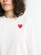 Comme des Garçons PLAY - Red Heart Longsleeved T-Shirt in White