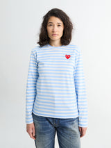 Comme des Garçons PLAY - U T-Shirt Red Emblem Knit in Blue
