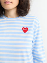 Comme des Garçons PLAY - U T-Shirt Red Emblem Knit in Blue