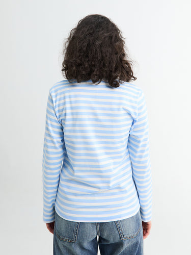 Comme des Garçons PLAY - U T-Shirt Red Emblem Knit in Blue