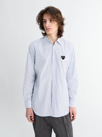 Comme des Garçons PLAY - Shirt with Black Emblem in Blue
