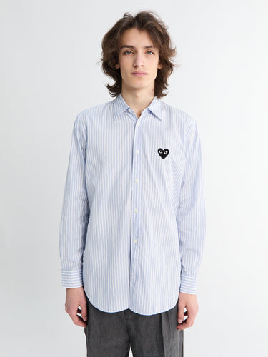 Comme des Garçons PLAY - Shirt with Black Emblem in Blue