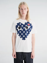 Comme des Garçons PLAY - U T-Shirt Red Emblem Knit in White