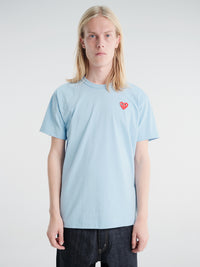 Comme des Garçons PLAY - U T-Shirt Red Emblem Knit in Blue