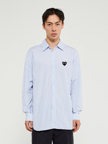 Comme des Garçons PLAY - Shirt with Black Emblem in Blue