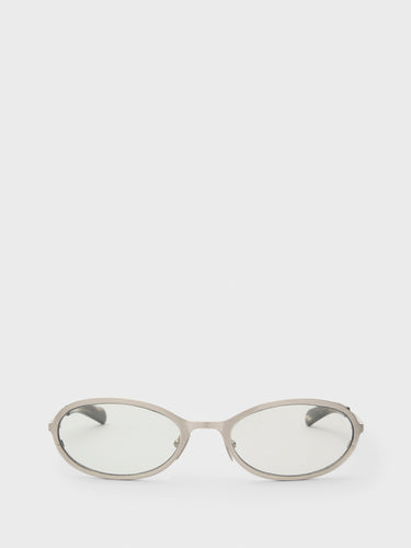 Flatlist - Cohen Sunglasses in Brushed Silver and Transparent Grey Lens
