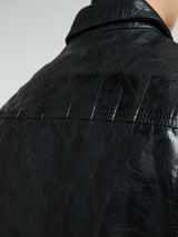 Cole Buxton - Leather Trucker Jacket in Black