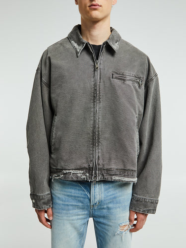 Cole Buxton - Distressed Trucker Jacket in Black