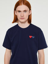 Comme des Garçons PLAY - T-Shirt With Double Burgundy Emblem in Navy