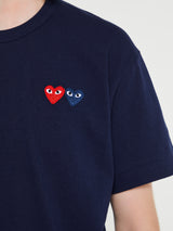 Comme des Garçons PLAY - T-Shirt With Double Burgundy Emblem in Navy
