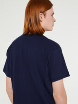 Comme des Garçons PLAY - T-Shirt With Double Burgundy Emblem in Navy