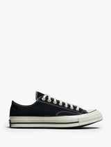 Converse - Chuck 70 Low Top Canvas Sneakers in Black, Black and Egret