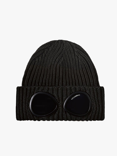 C.P. Company - Extrafine Merino Wool Goggle Beanie in Black