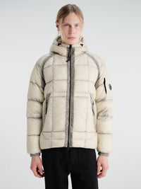 C.P. Company - D.D. Shell Hodded Puffer Jacket in Silver Birch