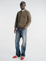 C.P. Company - Chenille Cotton Polo Sweater in Ivy Green