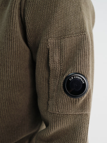 C.P. Company - Chenille Cotton Polo Sweater in Ivy Green